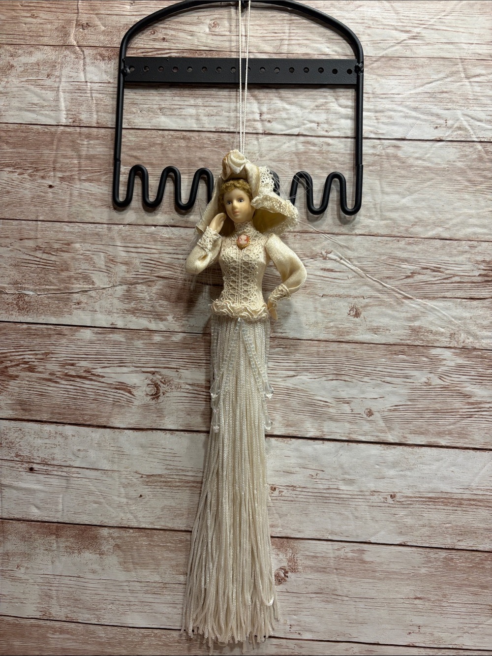Vintage Cream Tassel Doll Ornament by Vintage